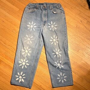 Levi's Blue Jeans with White Floral Design